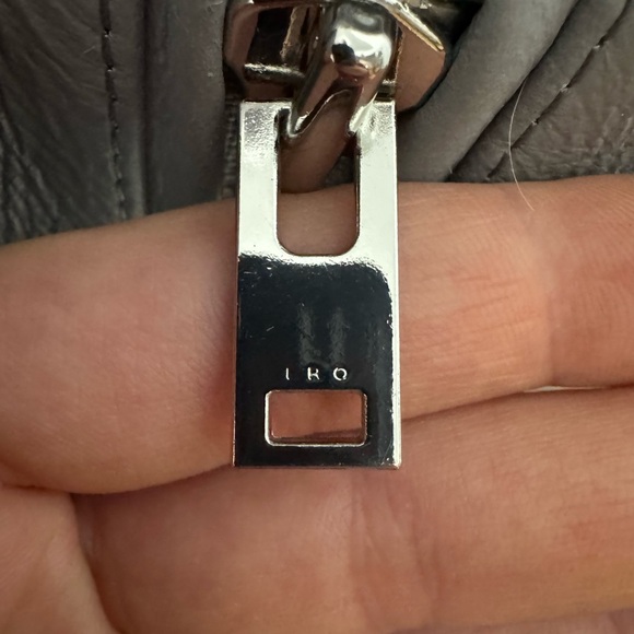 IRO Gray Leather Jacket with Silver Accents - Picture 3 of 7